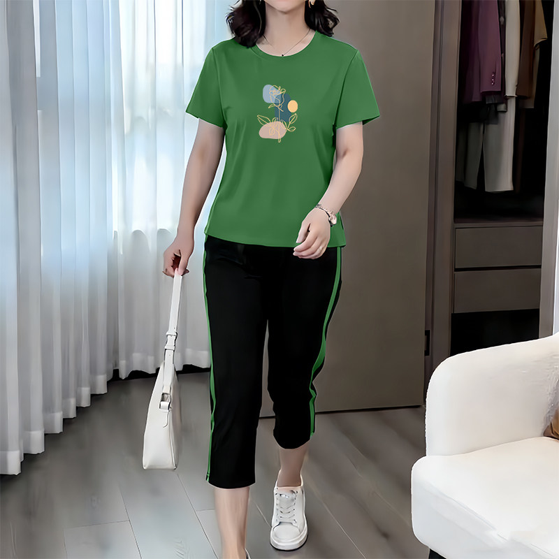 夏季休闲运动套装女新款宽松舒适百搭居家洋气中年妈妈夏装两件套
