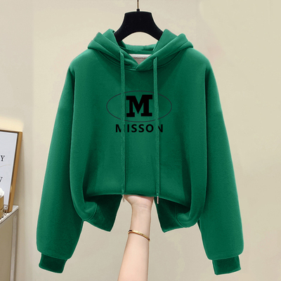 韩版中年连帽卫衣女春秋冬季加绒加厚时尚百搭洋气小个子上衣外套