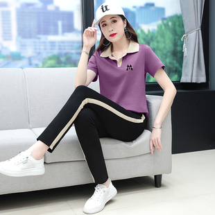 高档妈妈装 中年妈妈夏装 洋气两件套 薄款 2024新款 运动套装 女夏季