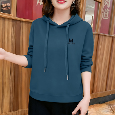 加绒加厚连帽卫衣女士秋冬2025时尚新款洋气外套休闲保暖通勤上衣