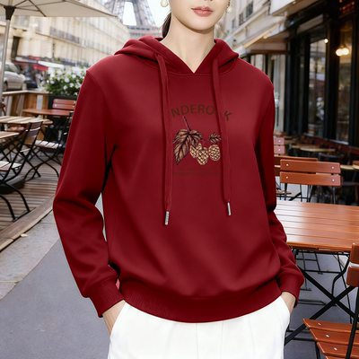 长袖中年连帽卫衣加绒加厚秋冬新款宽松休闲洋气百搭上衣女士外套