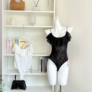 ifashion灵动微透视纯欲气质荷叶边修身夏季连体衣吊带背心上衣女