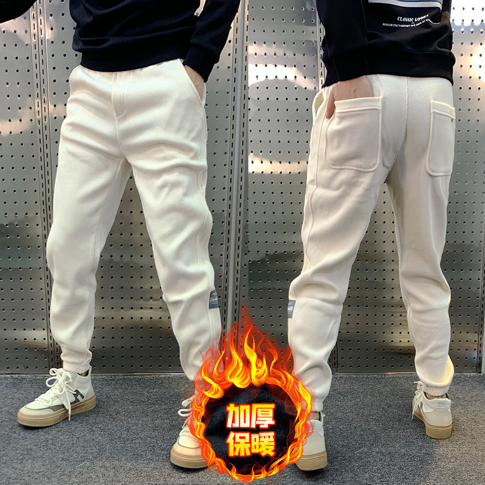2024秋冬束脚休闲裤男加厚小脚宽松潮牌雪尼尔卫裤青年百搭长裤子