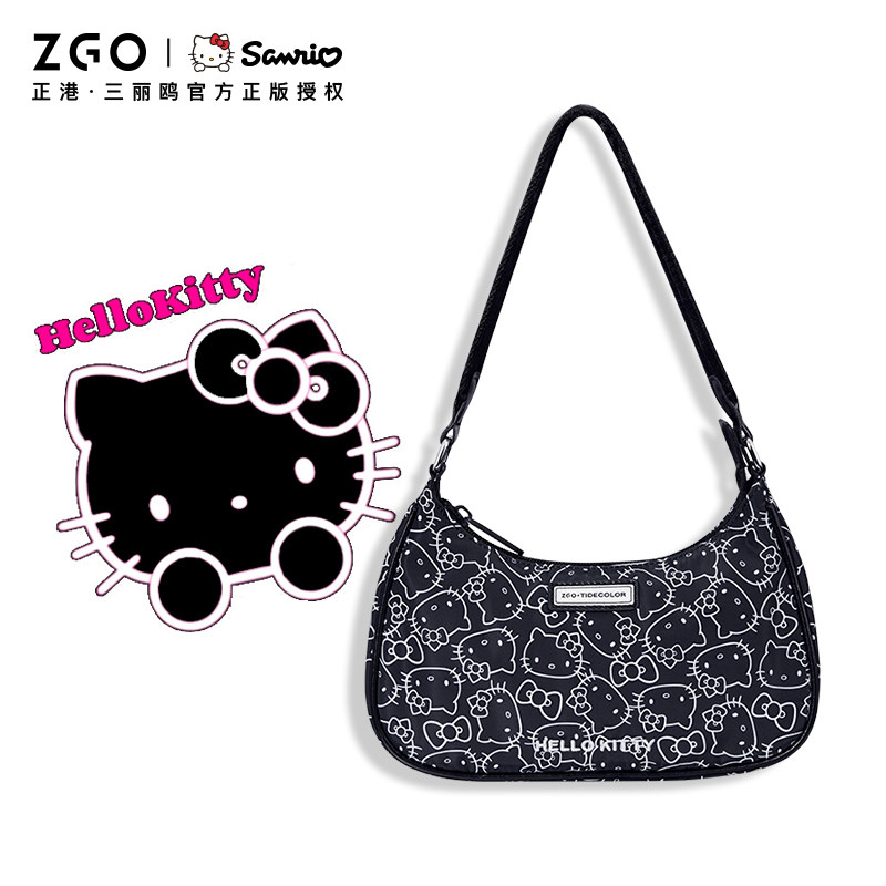 正港三丽鸥联名hellokitty包包女单肩包法式小众凯蒂猫黑色腋下包