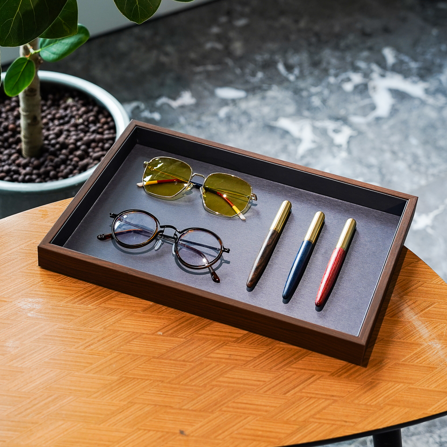 黑胡桃木纹拉丝纹灰文玩手串盘