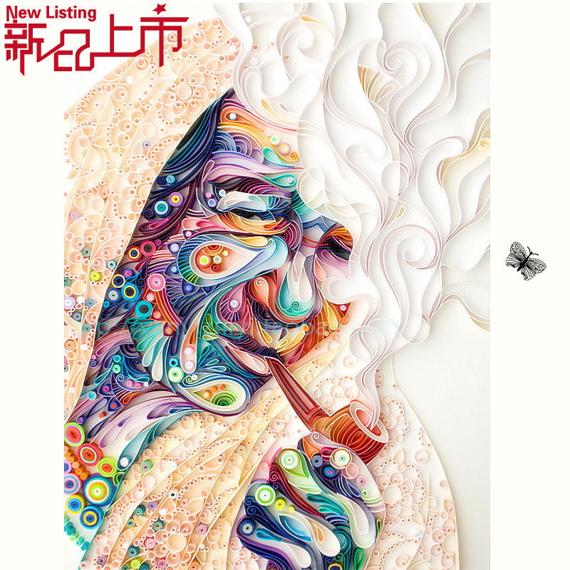 衍纸材料包手工diy人物黄发台背彩色折纸卷纸条立体画成品画定制