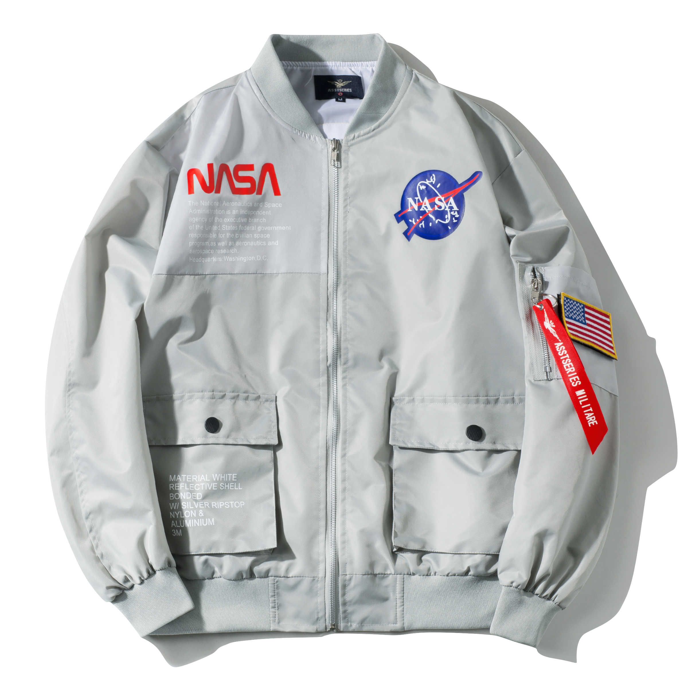 nasa棒球服男男士秋季夹克欧美潮流飞行夹克外套大码胖仔宽松青年