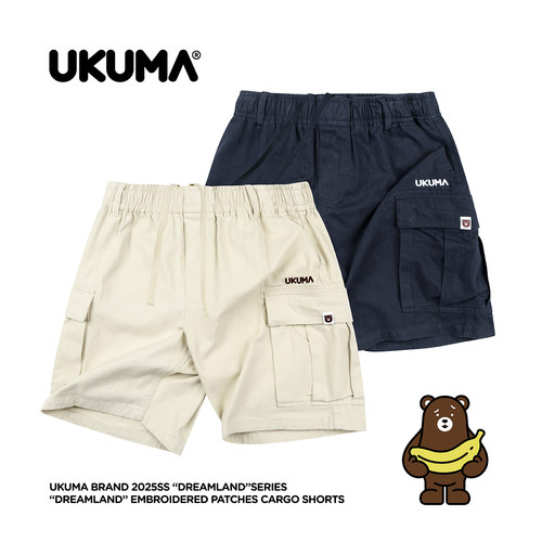 UKUMA夏季刺绣工装短裤
