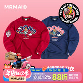 MMLAB MRMAI龙年新春限定系列重工刺绣藏青红色加绒加厚圆领卫衣