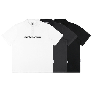 简约logo绣花白色黑色灰色宽松纯棉短袖 POLO衫 新款 MMLABCREW夏季