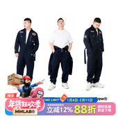 TOKYO 男女阿美咔叽加厚复古宽松长袖 工装 MCREW 风连体衣裤 藏青蓝