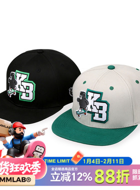 MMLABCREW KOHIBEAR咖啡熊3D立体刺绣运动休闲黑色嘻哈平檐棒球帽