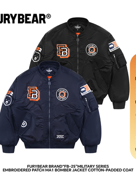 FURYBEAR军旅风系列黑色藏青蓝美式MA1飞行夹克短款宽松棉服外套