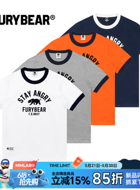 FURYBEAR熊怒FB25系列美式复古阿美咔叽磨毛棉常规版圆领短袖T恤