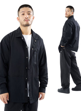 MCREW WILDNESS机能系列秋冬设计师风宽松黑色长袖衬衫式风衣外套