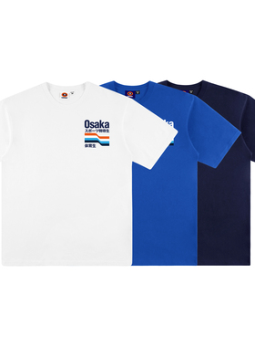 MCREW夏季新款美式复古90号印花白色藏青克莱因蓝纯棉圆领短袖T恤