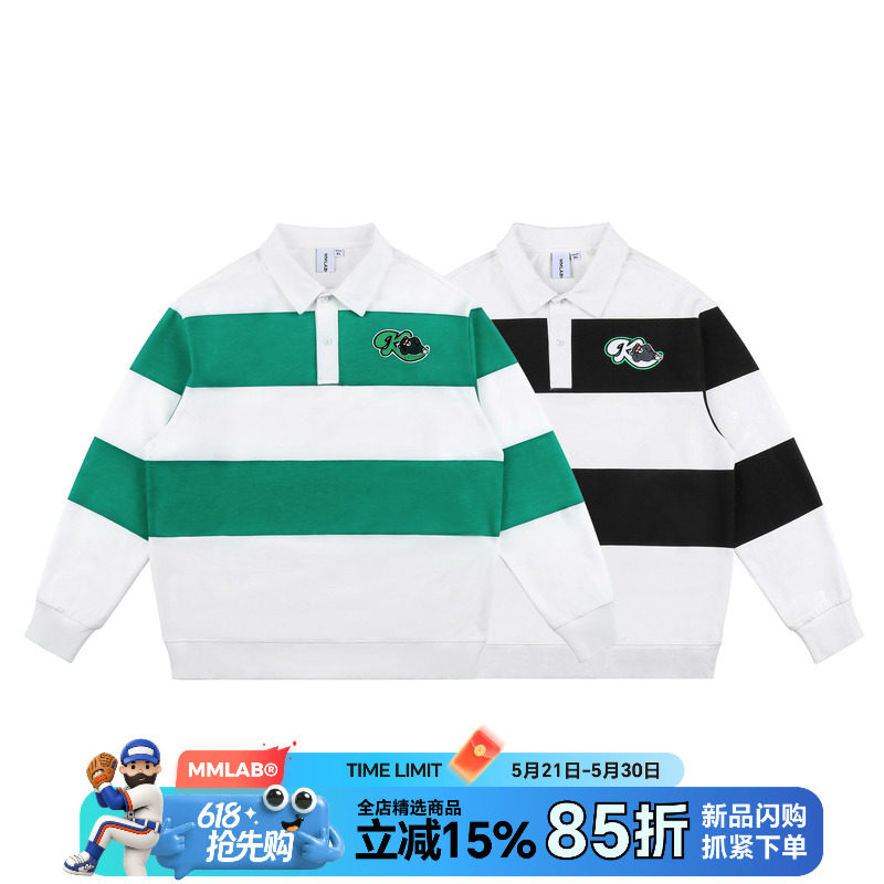 MMLAB KOHIBEAR咖啡熊刺绣LOGO休闲简约加厚长袖POLOSHIRT POLO衫