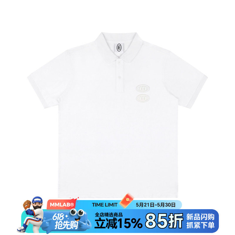 mbymmlabcrew夏季新款简约印花白色休闲纯棉短袖POLOSHIRT POLO衫