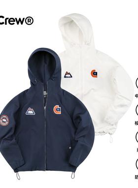 MCREW CABEAR加州熊春季运动休闲白色藏青拉链连帽夹克风衣外套