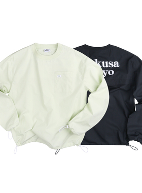 MCrew CABEAR系列加州熊logo刺绣设计落肩款纯棉无弹圆领梭织长袖