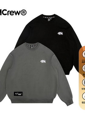 MCREW WILDNESS机能系列秋冬新款黑色深灰圆领宽松落肩长袖卫衣