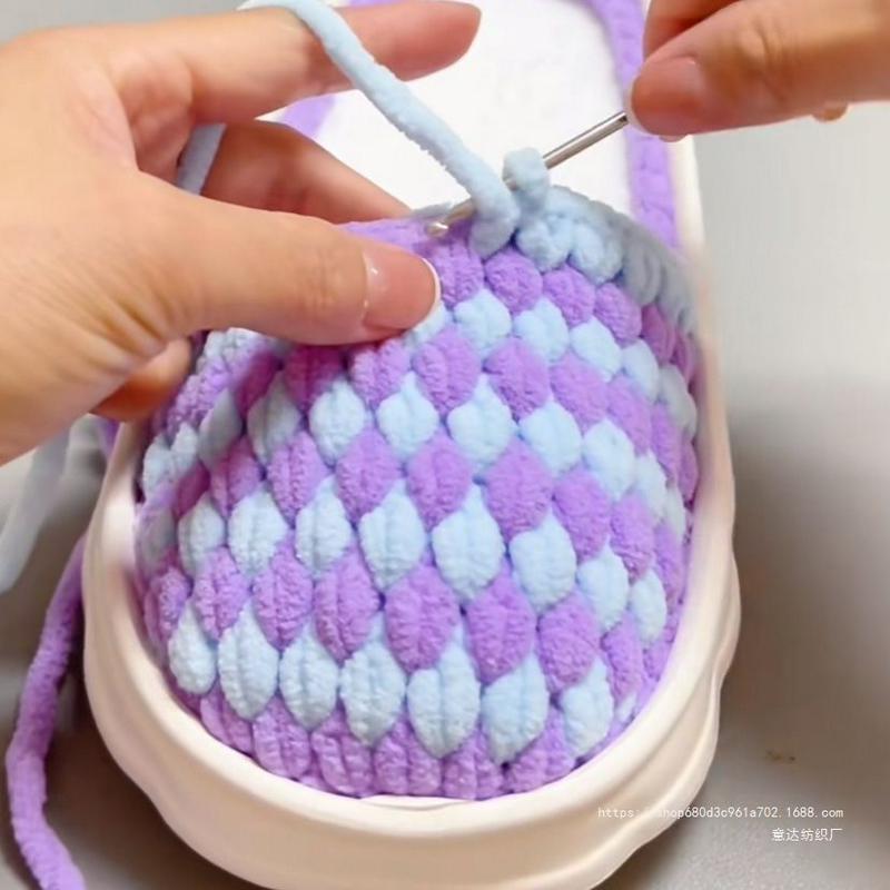 云朵居家棉拖勾钩拖鞋线单股粗冰条线手工diy材料包男女手工编织