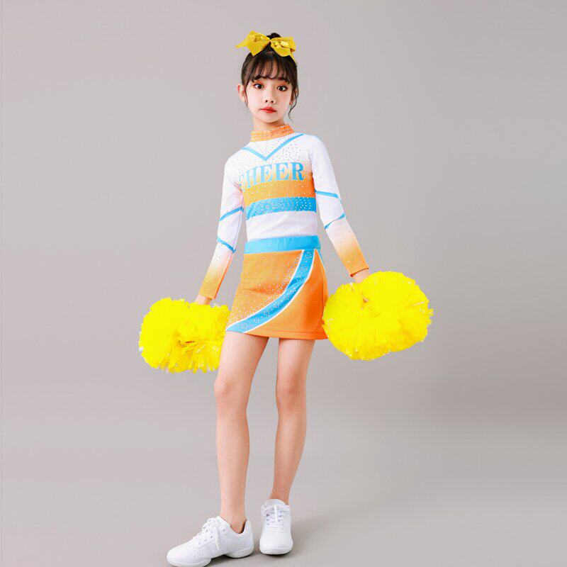 新款儿童啦啦操演出服女长袖包臀拉拉队活力竞技运动会拉拉队表演