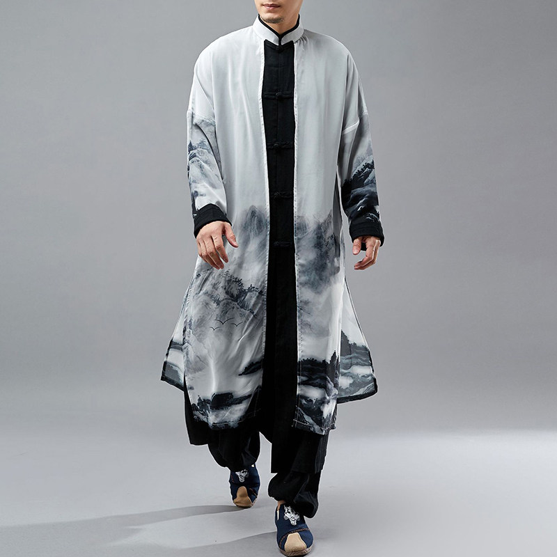 男装中国风禅意汉服立领长袍