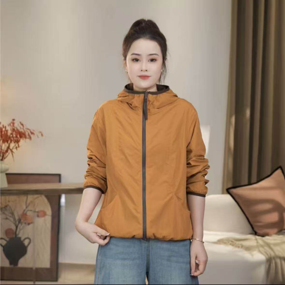 【沐沐】2026新款双面穿连帽透气休闲百搭户外运动短外套防晒衣