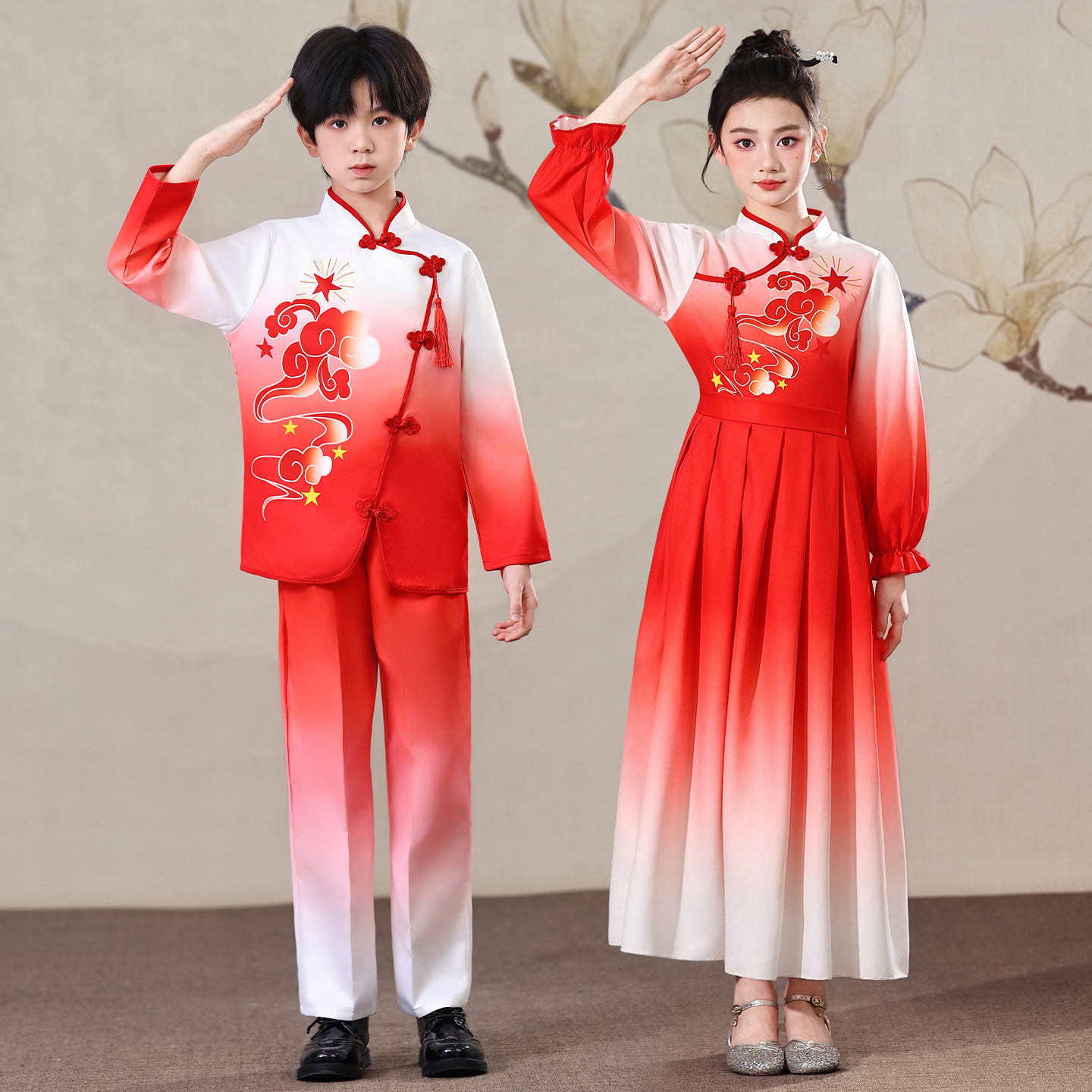 儿童元旦演出服中小学生诗歌朗诵合唱礼服中国风女童古筝比赛表演