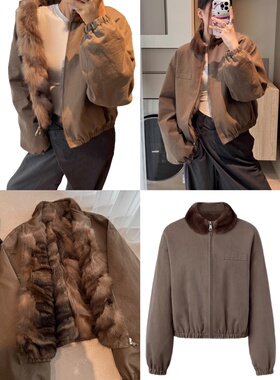 25秋冬新款最气质高奢“加拿大农夫色”紫水貂白鹅绒翻领皮草外套