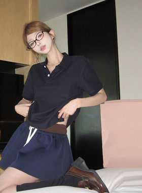 气质时髦知识分子风少女办公室多变百搭腰部抽绳设计短裙半身裙