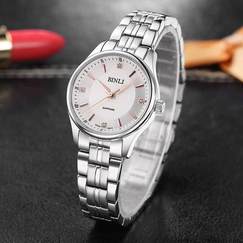 宾利手表女士钢带石英表包邮镶钻情侣表商务男表时尚防水女表8049