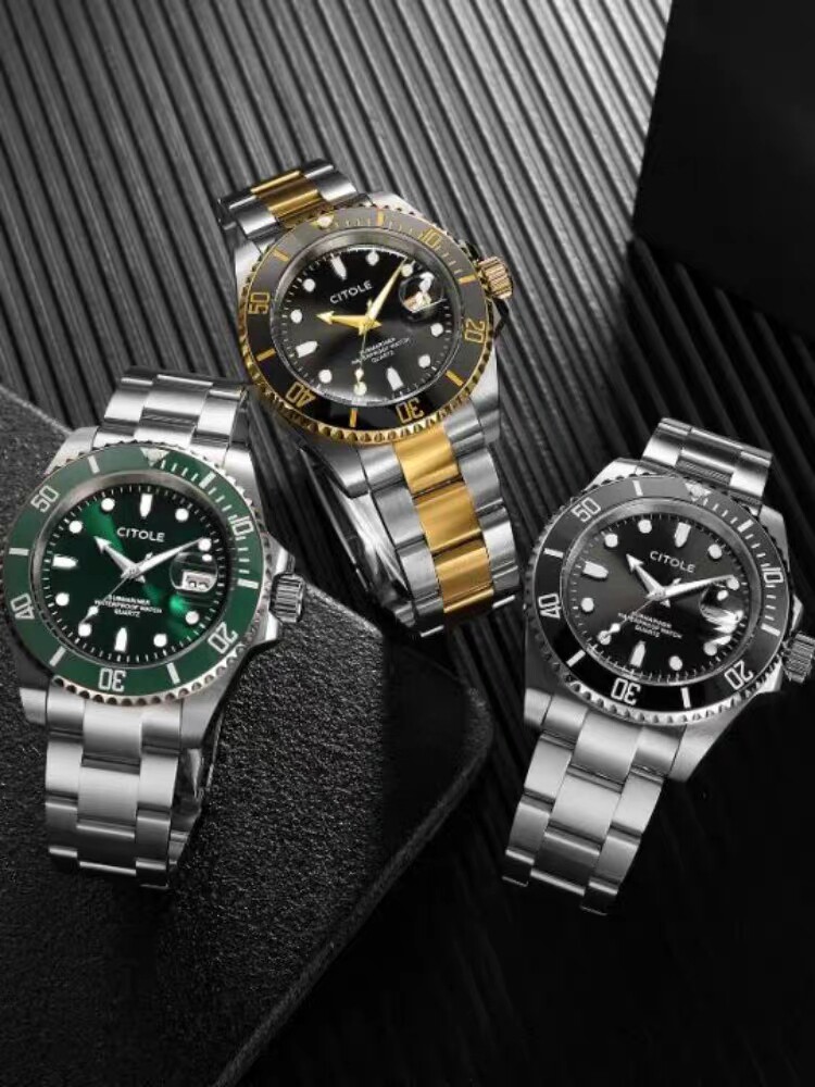 潜航者石英表西腾精钢时尚防水男