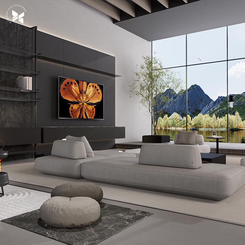 佰丽爱家客厅空间轻奢系列餐厅卧室柜子整体设计定制【时颂系列】