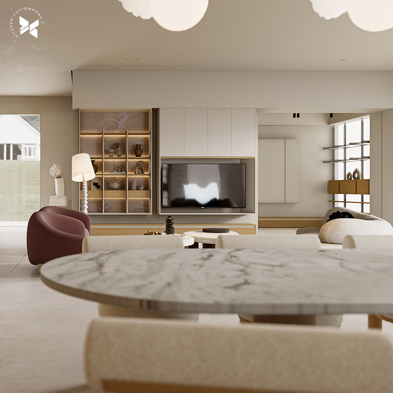 佰丽爱家原木风全屋定制柜门板家用客厅柜子装修【细雪系列】