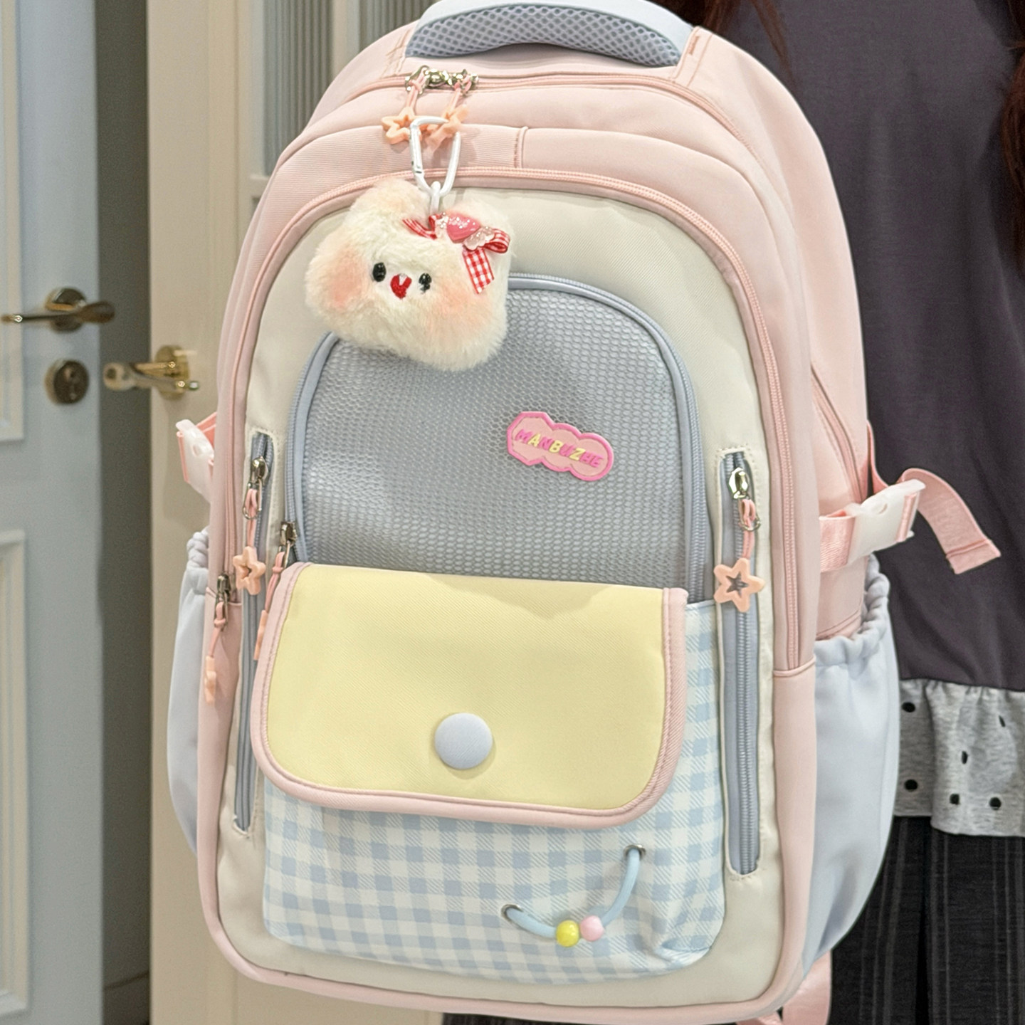甜美多巴胺双肩包女大容量初高中学生轻便减负书包可爱背包