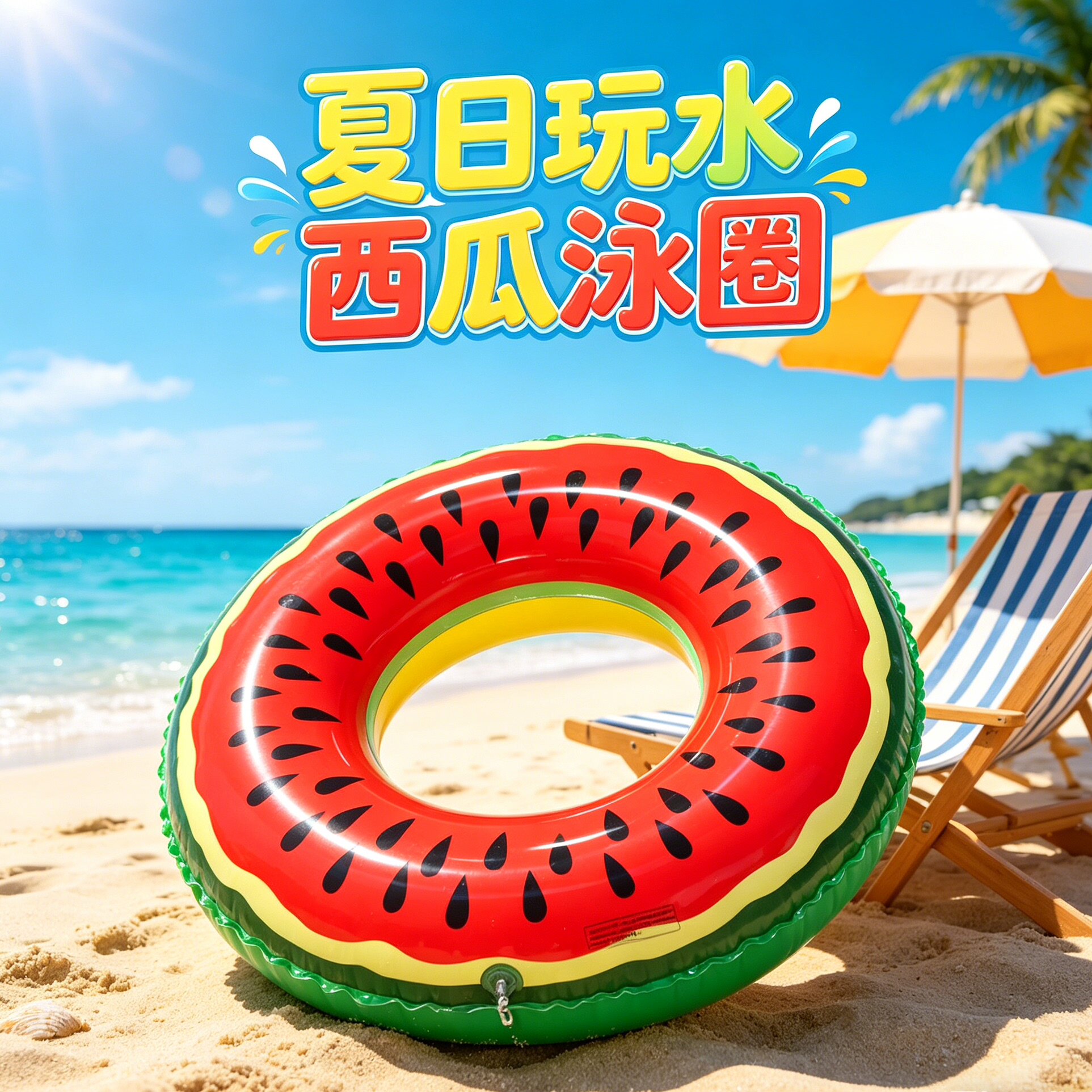 夏季儿童水果造型游泳圈西瓜橙子柠檬充气泳圈夏日游泳装备救生圈
