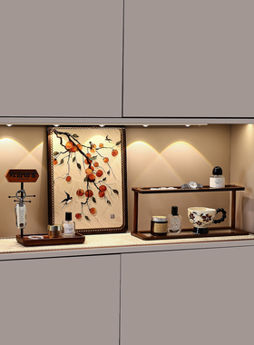 中古风玄关摆件进门口法式装饰新中式摆画放钥匙收纳覆古软装鞋柜