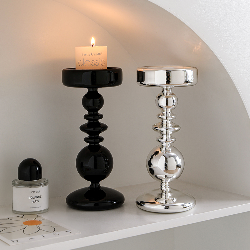 北欧风玻璃烛台轻奢简约摆件