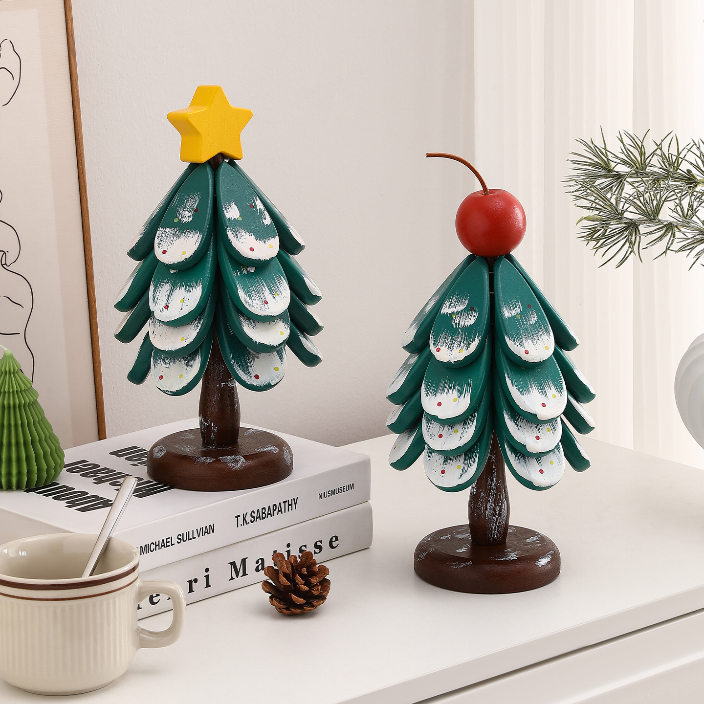 实木圣诞树隔热垫耐高温杯垫锅垫