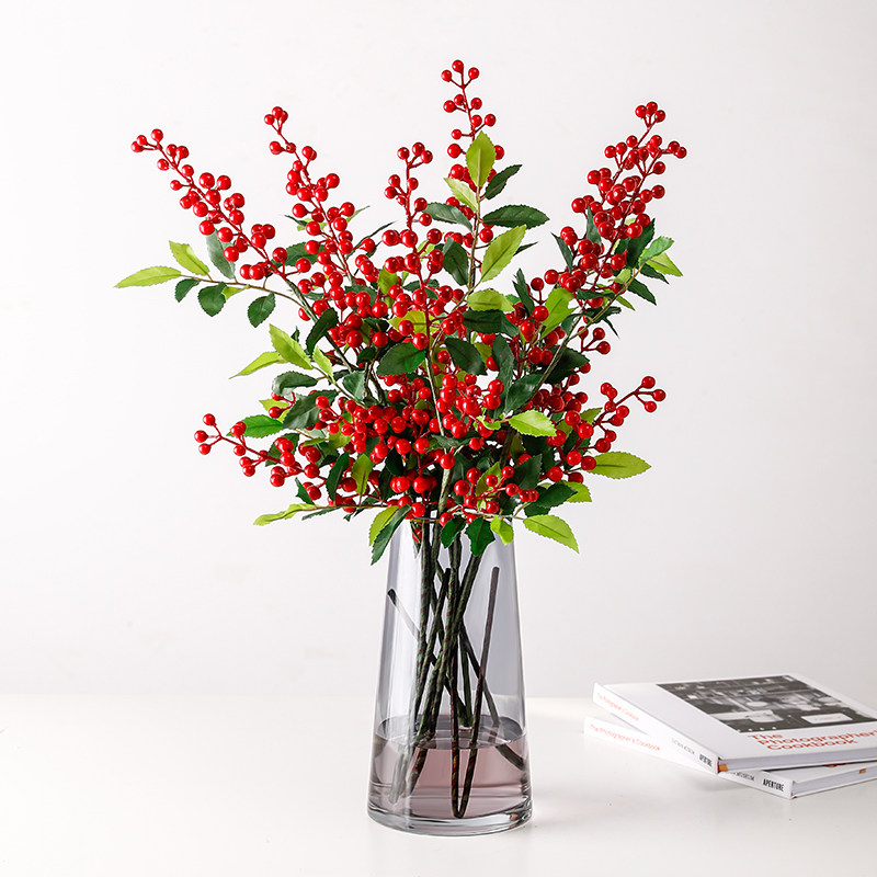 发财果冬青红果新年过年插花假花仿真花客厅摆设春节装饰花艺摆件