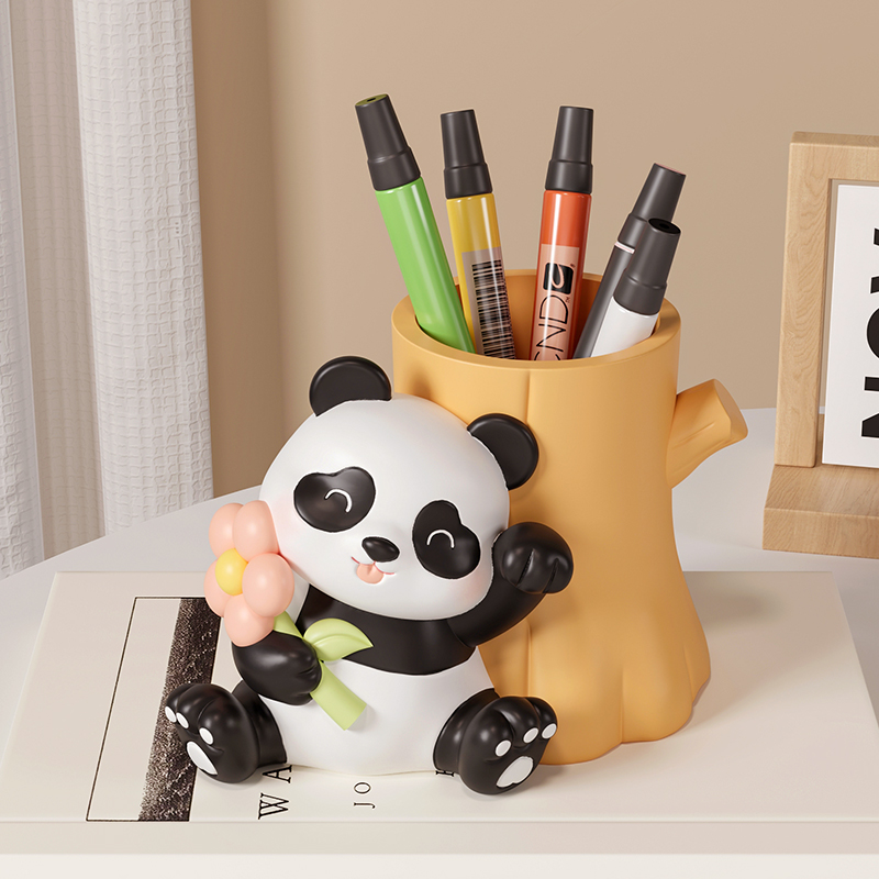 熊猫笔筒办公室书桌面轻奢高级感创意可爱装饰儿童男女孩生日礼物