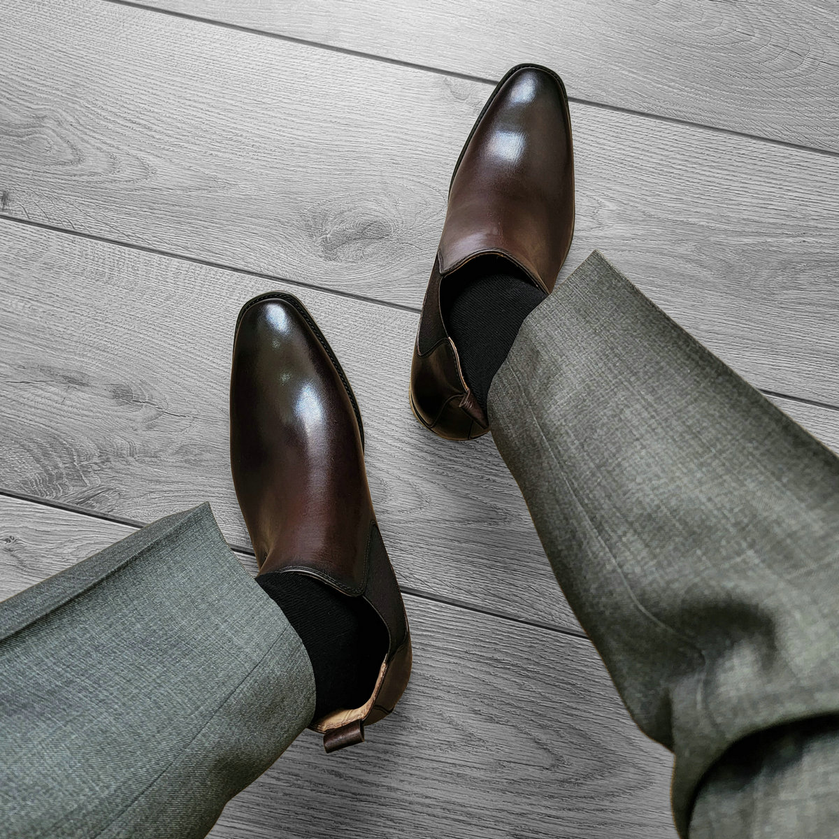 切尔西靴橡胶底男靴真皮牛皮内里