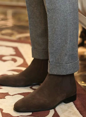 Chelsea切尔西靴男靴子Boots马丁短靴英伦反绒冬季真皮靴高帮男鞋