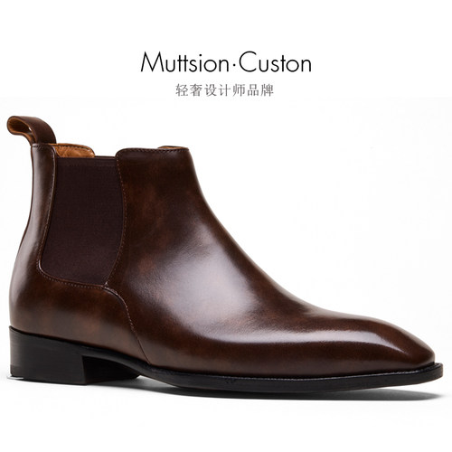 新品！高级感！博物馆牛皮切尔西