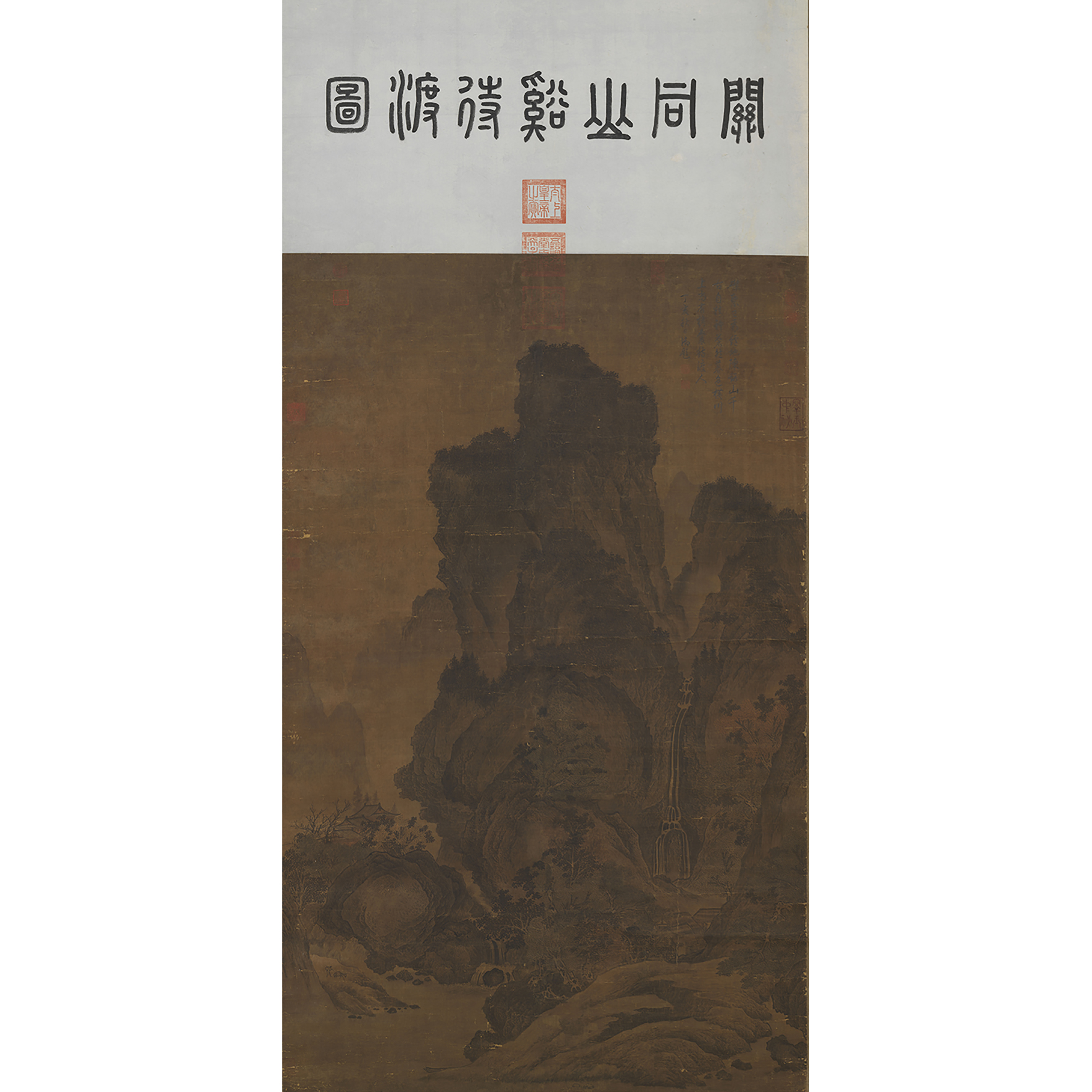 五代关仝山溪待渡图微喷高清复刻新中式版画仿古学习临摹画芯挂轴
