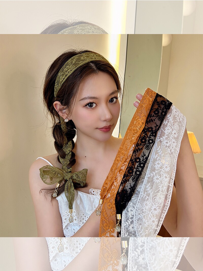 ins蕾丝发带女绑发森系蝴蝶结发饰
