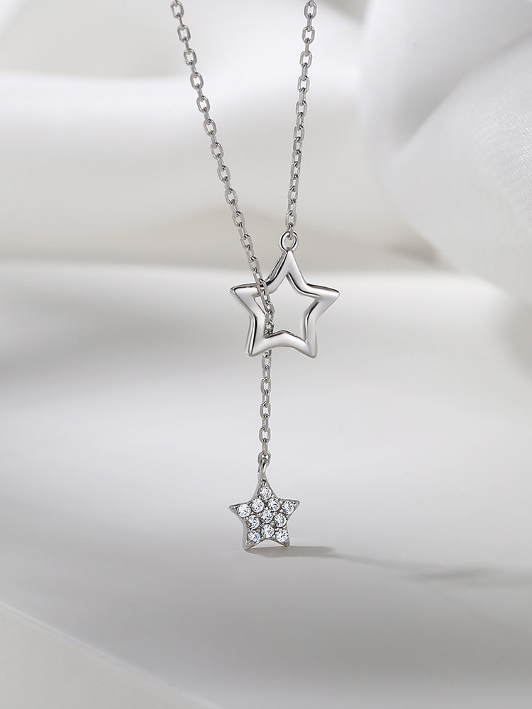 JG star necklace women's summer sterling silver light luxury niche design sense 2021 new clavicle chain student day gift