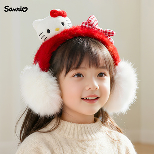 凯蒂猫儿童耳罩围巾2025新款冬防寒保暖毛绒耳暖女童女孩宝宝耳包